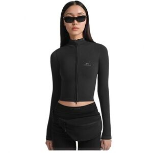 Nike x SKIMS Ribbed Seamless Zip Cropped Jacket XS Black NWT